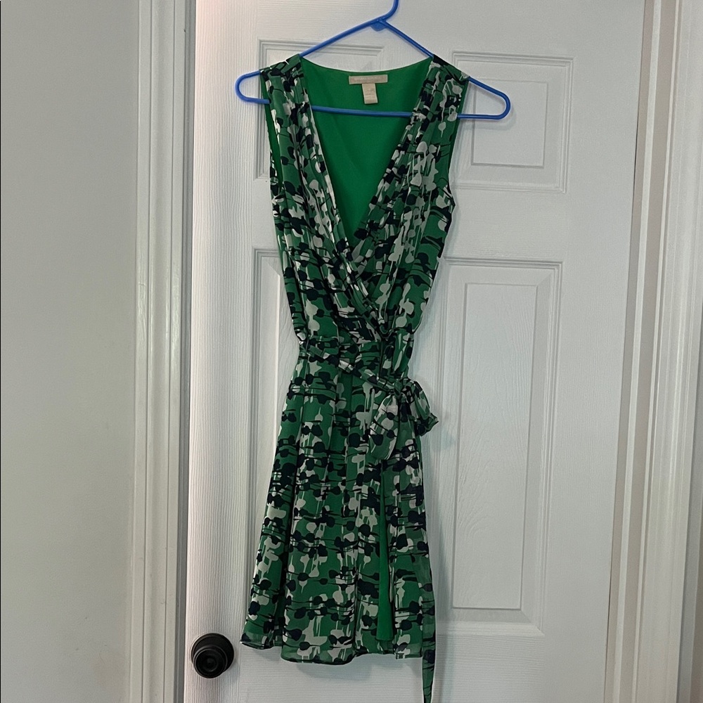 Banana Republic Green and Black Floral Mini Dress